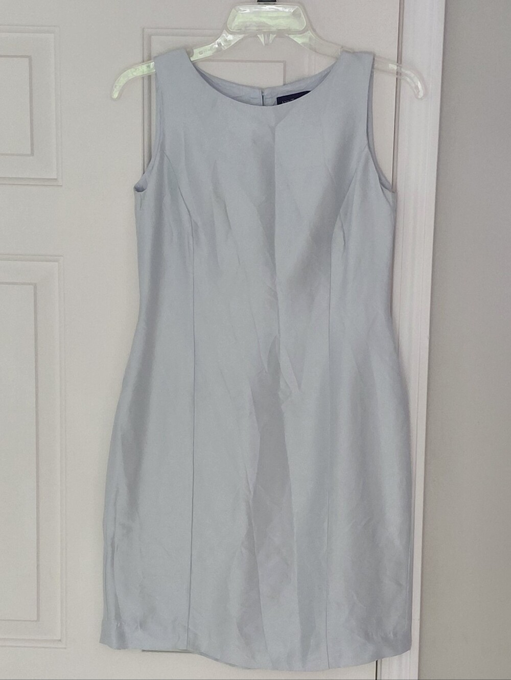 Ann Taylor Petites 100% Silk Blue Lined Sleeveless Sheath Party Dress Size 4P.